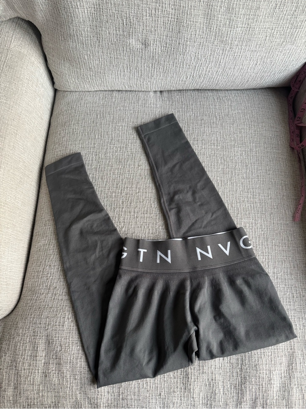 NVGTN Black Leggings with White Logo Waistband